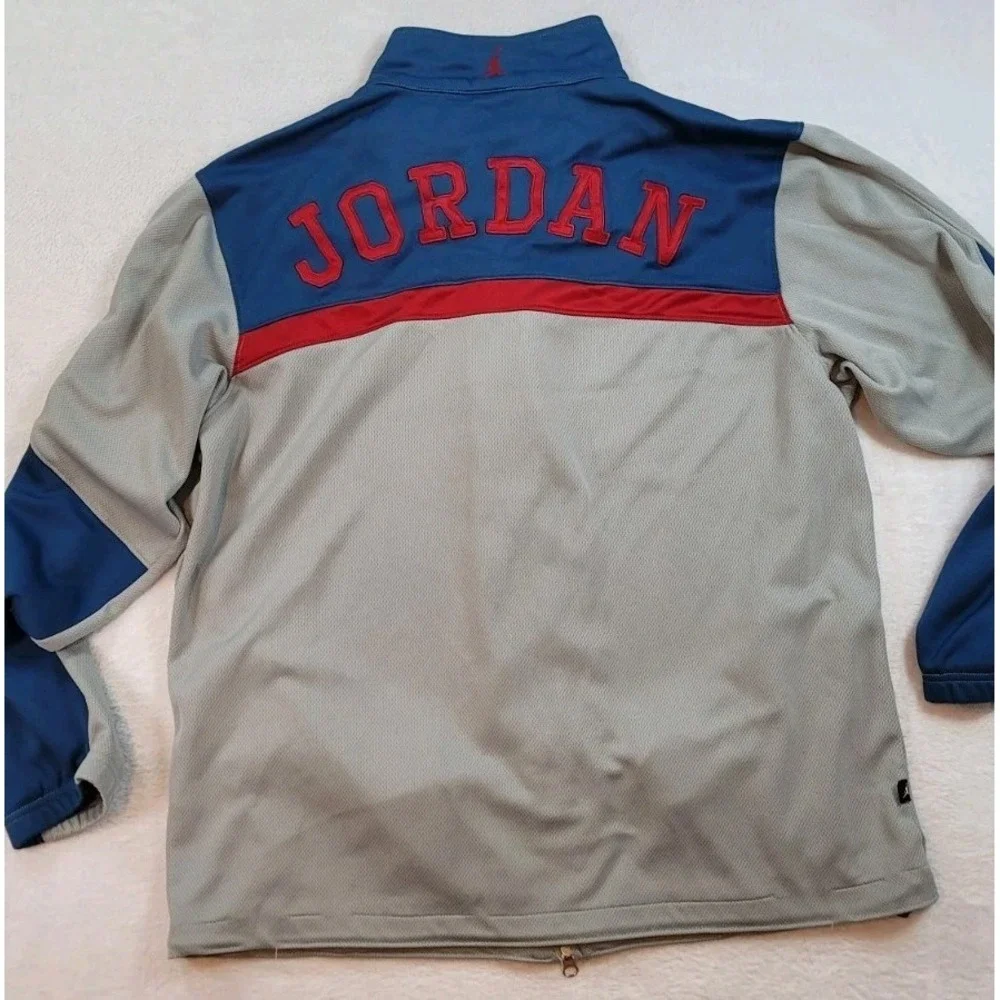 Jordan LOGO FullZip Jacket Adult Mens Size Large Gray Blue Track Warm Up Pockets